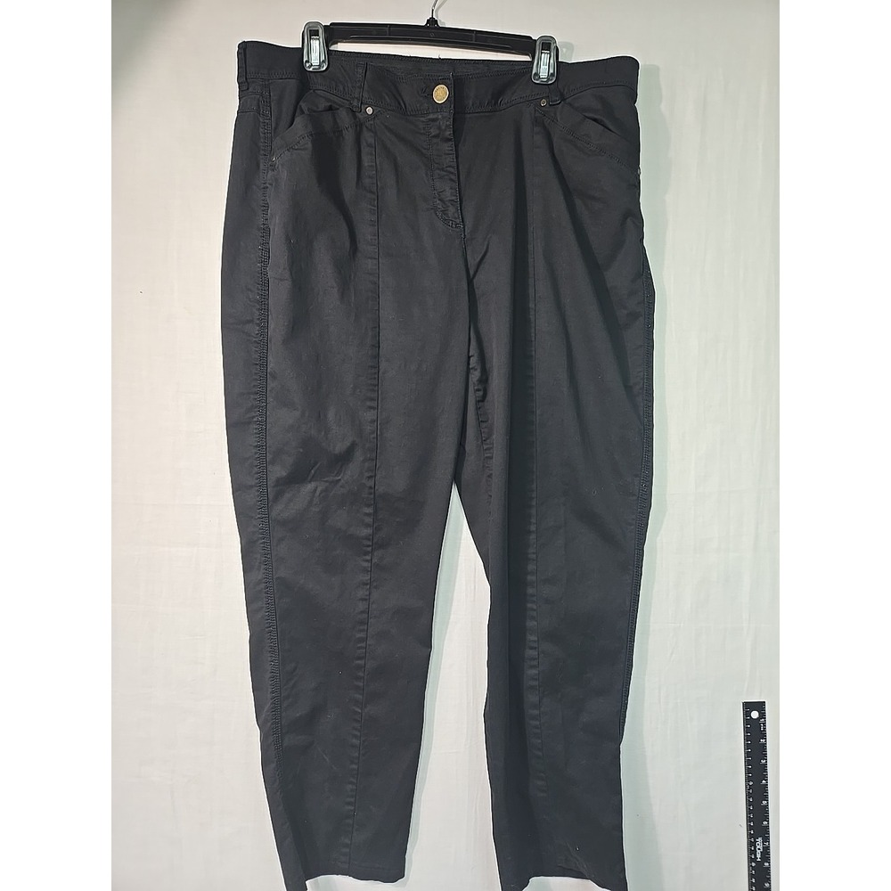 Chico's Ankle Pants Women's 2.5 (L/14) Black Zipper Elastic Waist Gold Studs